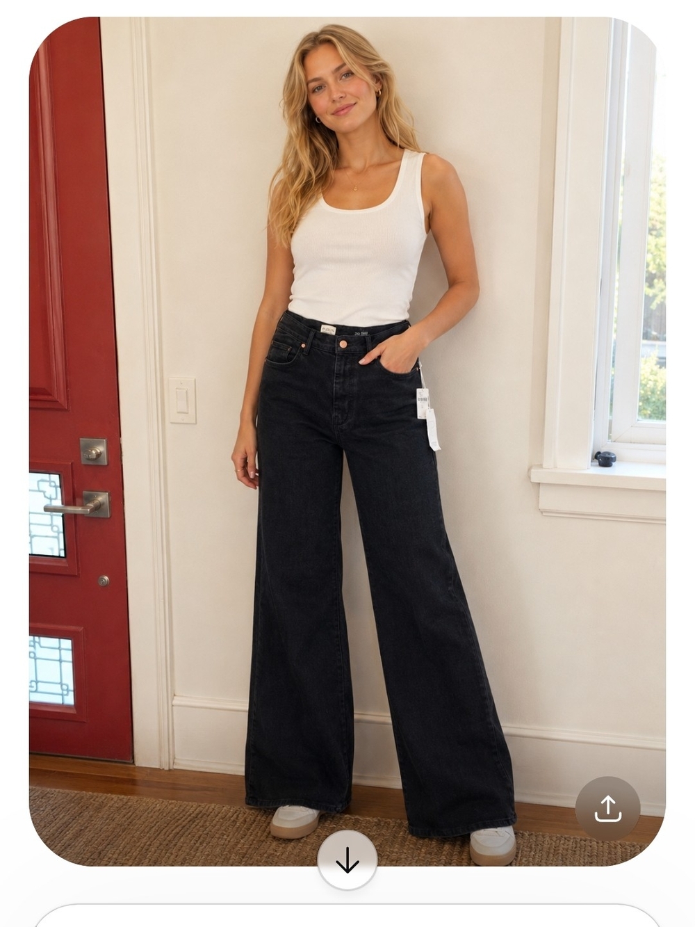 Pilcro High-Rise Wide Leg Jeans in Black — Women's Flare Denim